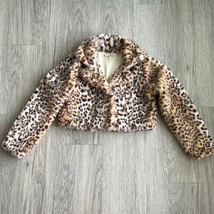 Print Faux Fur Jacket Size Girls Size 14